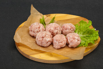 Homemade raw pork minced meatball for cooking