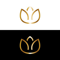 Kwiat lotosu, złote minimalne logo