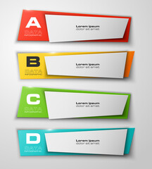 Information infographic statistic vector presentation. Graphic composition for your business presentations. Four glossy strip for your annotations. Four color sticker for registration of proposals