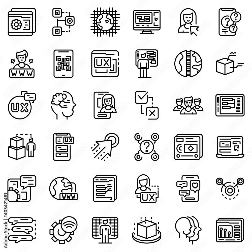 Poster Interaction icons set. Outline set of interaction vector icons for web design isolated on white background