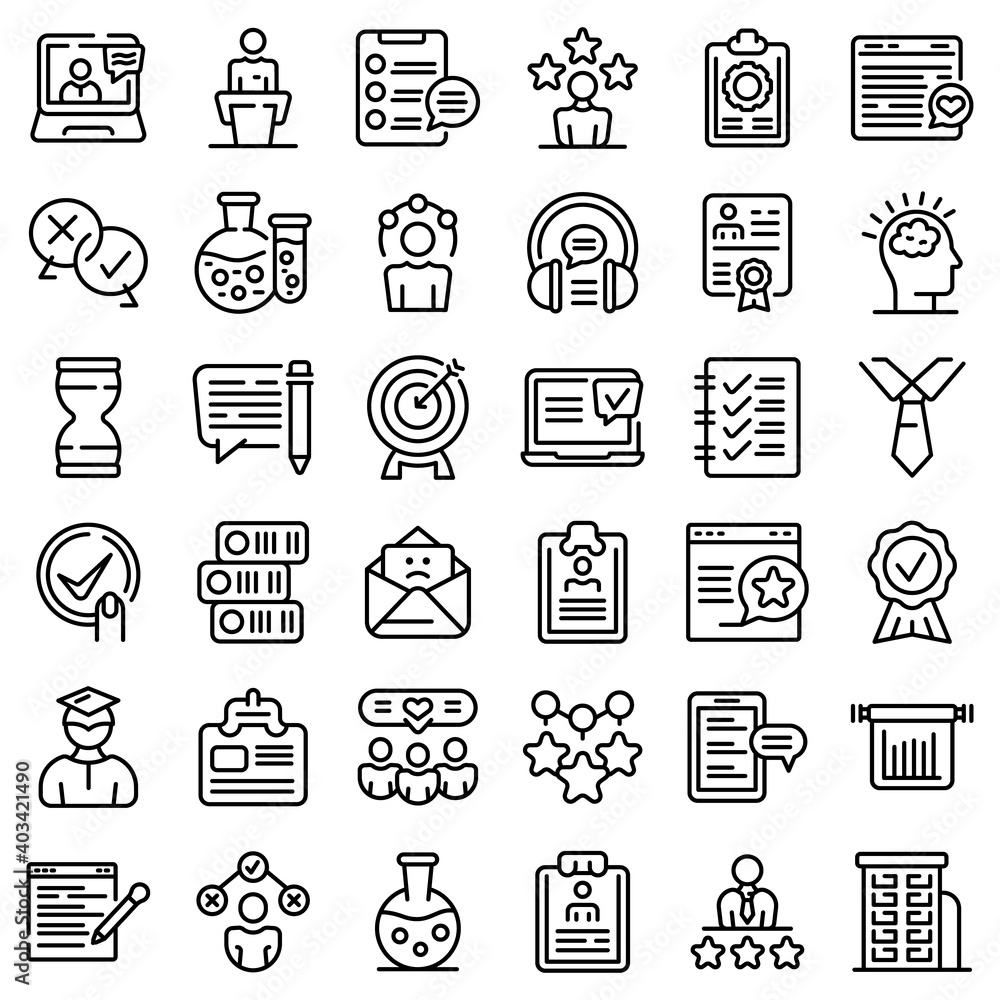 Poster experience icons set. outline set of experience vector icons for web design isolated on white backgr