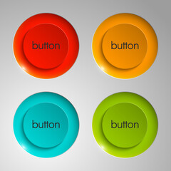 web round button for website or app. Isolated bell sign with border, reflection and shadow on background. Vector eps10.