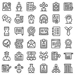 Experience icons set. Outline set of experience vector icons for web design isolated on white background