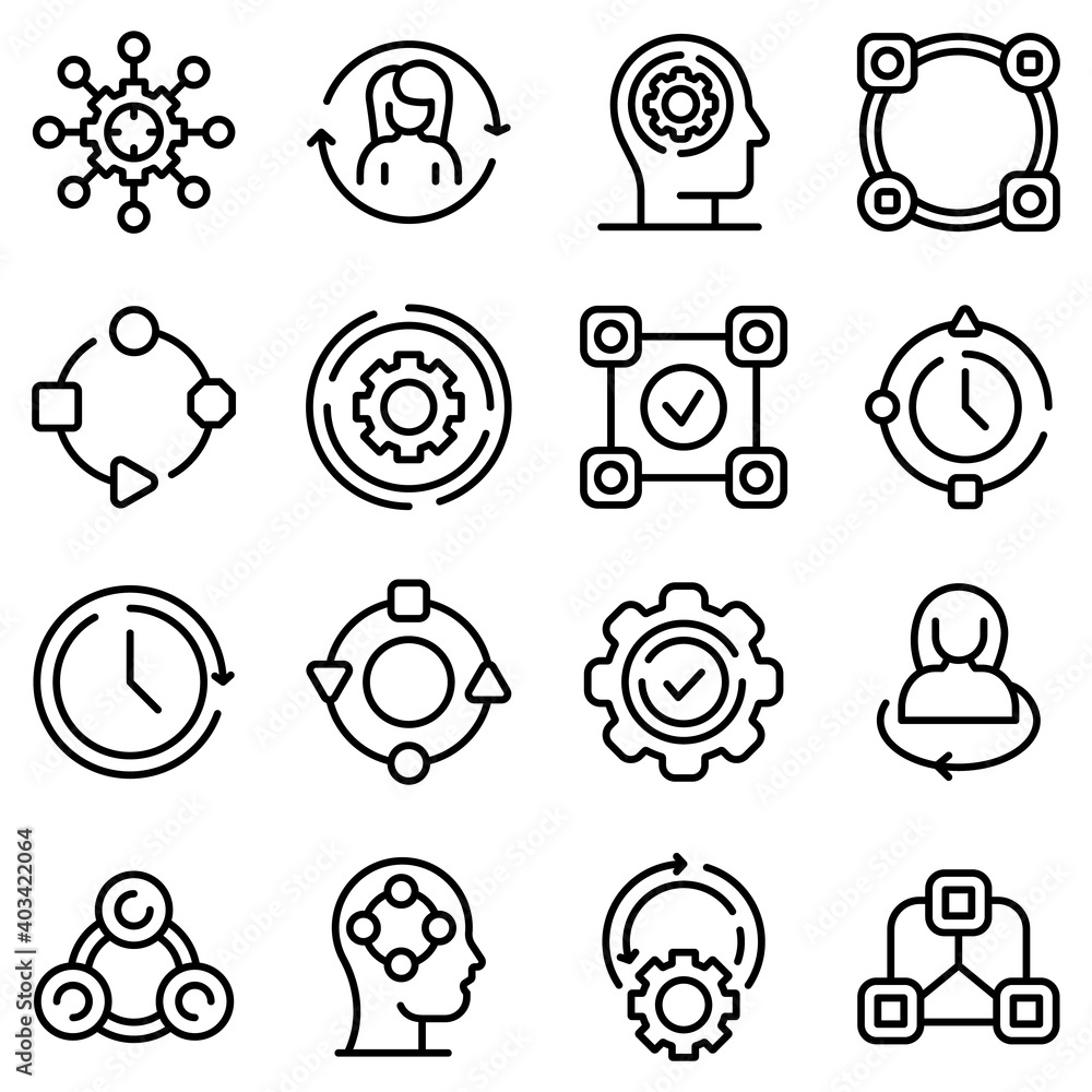 Poster adapt to changes icons set. outline set of adapt to changes vector icons for web design isolated on 