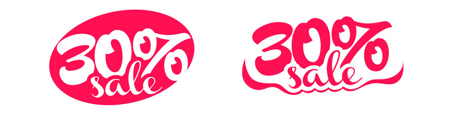 30% sale off campaign candy style typography illustration in red for marketing campaigns