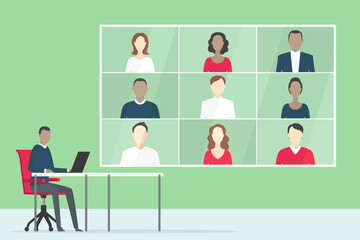 Video conference. Remote teamwork. Vector illustration.