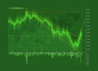 Business futuristic financial trading chart. Concept digital stock Market Trading. Abstract background technology business diagram down direction