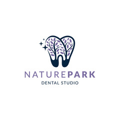 Vector graphic of tree nature park dental logo design good for dental studio, dental care, dental clinic and ect.