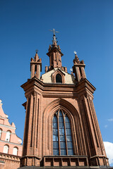 Fototapeta na wymiar Catholic church of St. Anne in Vilnius close-up.