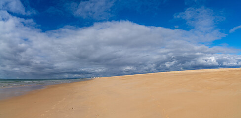 Fototapeta na wymiar beautiful wide empty golden sand beach