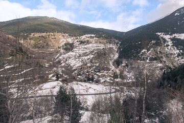 Fototapeta na wymiar Landscpe in Os de Civis, LLeida, Catalonia, Spain in Winter
