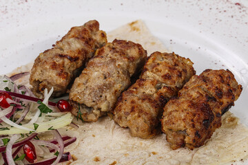 Pork kebab with minced meat