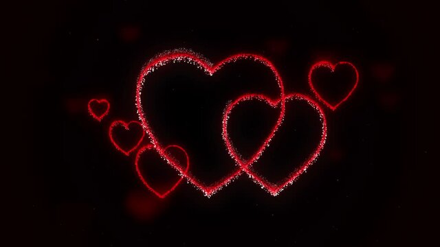 Romantic background with red shiny hearts