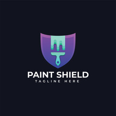 Paint shield logo template vector