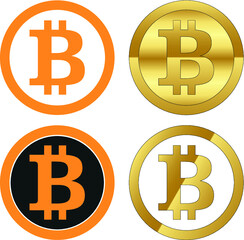 Four different type of bitcoin logo