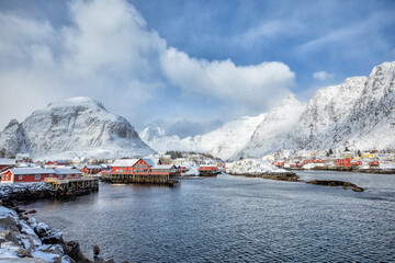 Norway. Lofoten. The village is on the water.