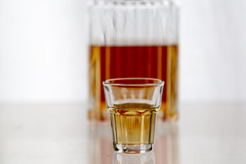 Alcoholic spirits and drinks concept background, with copy space