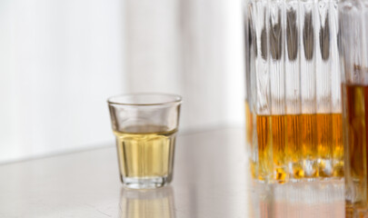 Alcoholic spirits and drinks concept background, with copy space