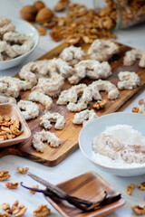Traditional czech festive christmas cookies with vanilla and walnuts