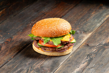 Perfect hamburger classic burger american cheeseburger with cheese