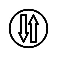 line icon sign, two-way traffic sign symbol