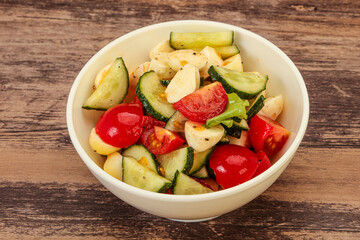 Salad with vegetables and mozzarlla