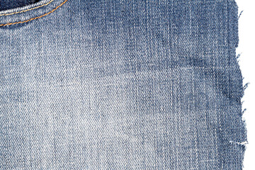 Cut of blue jeans fabric