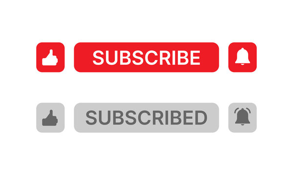 Social media button like, subscribe and notification on white background.