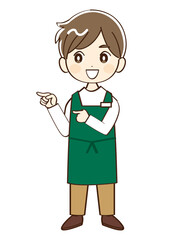 男性、店員、指示