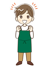 男性、店員、応援