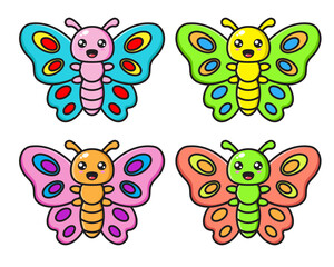 Obraz premium cute butterfly set full color