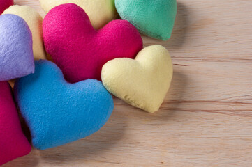 Fototapeta premium .Valentine's day background with colorful hearts and space for text
