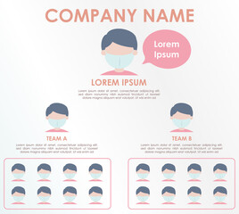 Organization chart infographic, people wearing mask icon, hierarchy pyramid concept, vector illustration, for presentations, brochures, banners, website graphics.