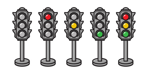 set of traffic light in white background