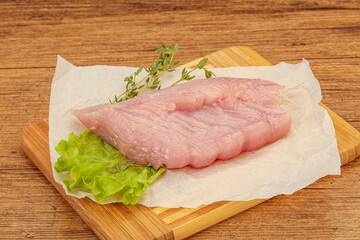 Raw turkey breast steak for cooking