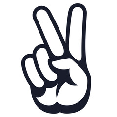 Peace sign. Hand Gesture V victory or peace Sign Line Art, vector icon for apps, websites, T-shirts, etc., isolated on a white background