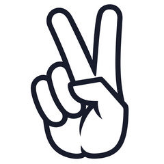 Peace sign. Hand Gesture V victory or peace Sign Line Art, icon for apps, websites, T-shirts, etc., isolated on a white background