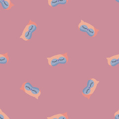 Owl blue color chaotic seamless pattern on pink background. Children graphic design element for different purposes.