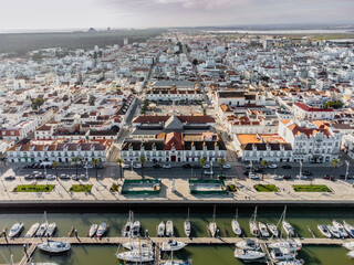 Aerial view of Vila Real de Santo Antonio, south of Portugal