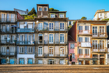 Fototapeta na wymiar Tourist taking a photo in Porto, Portugal