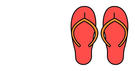 summer flip-flops polka dots, stripes, beach shoes, vector