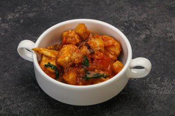 Chicken with oyster sauce and vegetables