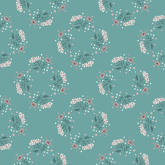 Vintage seamless nature pattern with yarrow silhouettes. Blue pastel background.