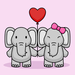 Cute elephant on Valentine's Day