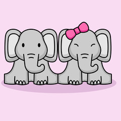 Cute elephant on Valentine's Day
