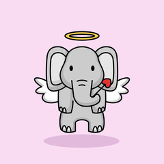 Cute elephant on Valentine's Day