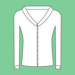 Long sleeve white shirt outline. Vector isolated illustration. Icon.