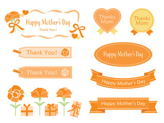 母の日のタイトルやカーネーションやシールやタグのセット