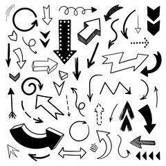 Vector doodle arrows set. Hand drawn collection