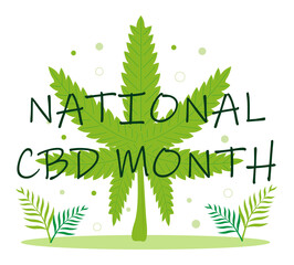 National CBD month concept vector for blog, web, banner. Event is celebrated in January. Medical cannabis illustration. Advantages of medical marijuana, cannabinoids medicinal drug
